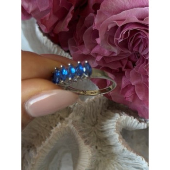 925 Sterling Silver Sapphire Ring Size 8