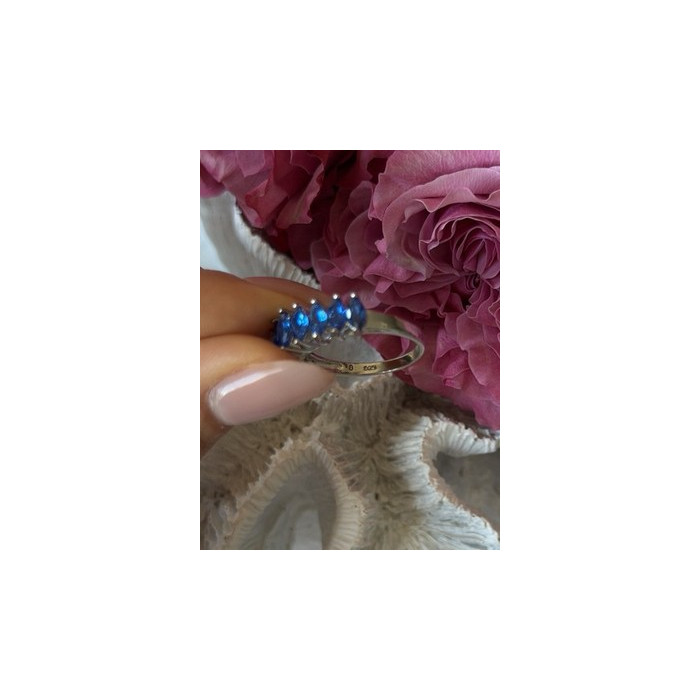 925 Sterling Silver Sapphire Ring Size 8