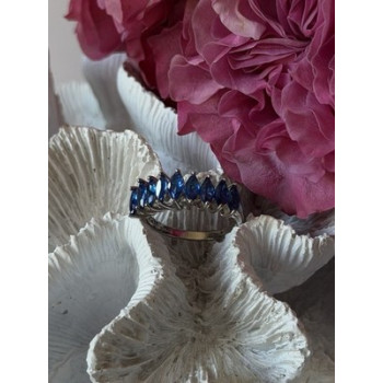 925 Sterling Silver Sapphire Ring Size 8