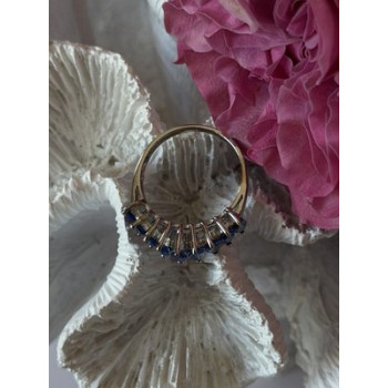 925 Sterling Silver Sapphire Ring Size 8