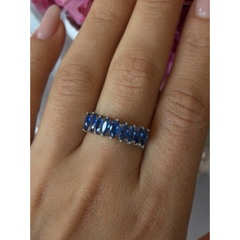 925 Sterling Silver Sapphire Ring Size 8