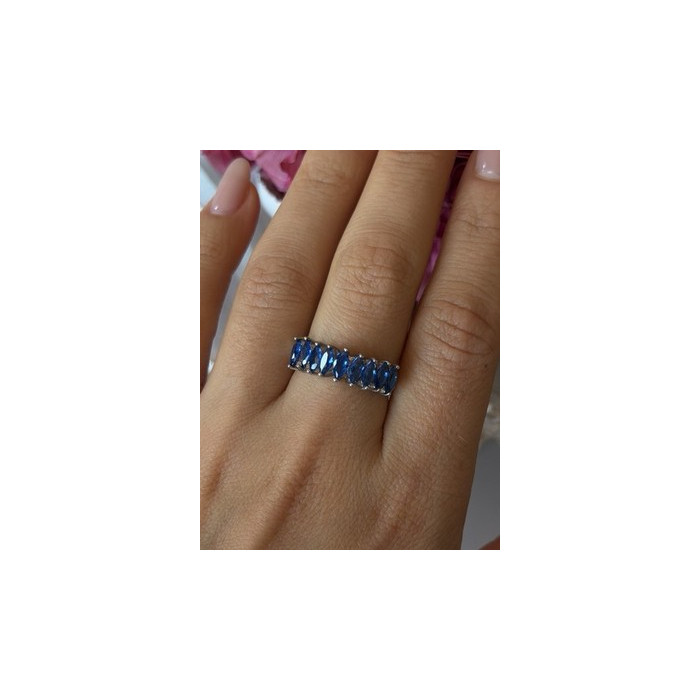 925 Sterling Silver Sapphire Ring Size 8