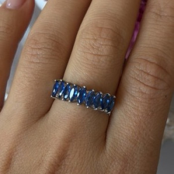 925 Sterling Silver Sapphire Ring Size 8