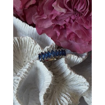 925 Sterling Silver Sapphire Ring Size 8