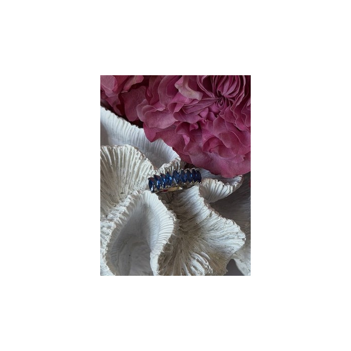 925 Sterling Silver Sapphire Ring Size 8