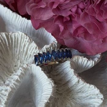 925 Sterling Silver Sapphire Ring Size 8