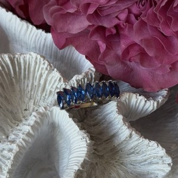 925 Sterling Silver Sapphire Ring Size 8
