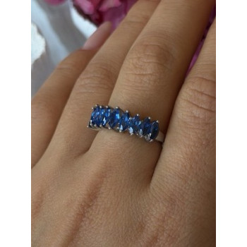 925 Sterling Silver Sapphire Ring Size 8
