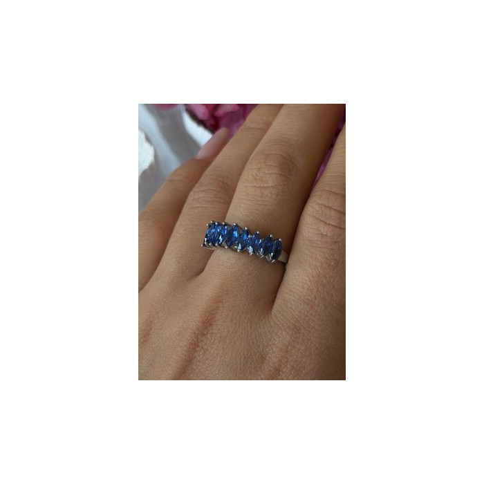 925 Sterling Silver Sapphire Ring Size 8