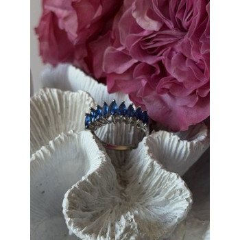 925 Sterling Silver Sapphire Ring Size 8