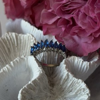 925 Sterling Silver Sapphire Ring Size 8