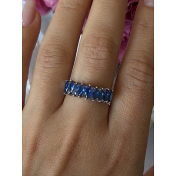 925 Sterling Silver Sapphire Ring Size 8