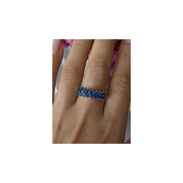 925 Sterling Silver Sapphire Ring Size 8