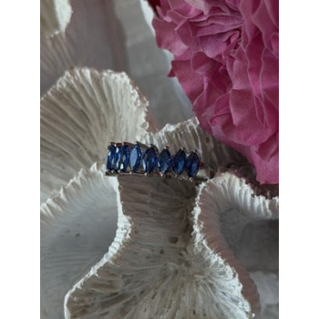 925 Sterling Silver Sapphire Ring Size 8