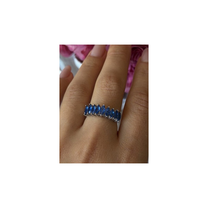 925 Sterling Silver Sapphire Ring Size 8