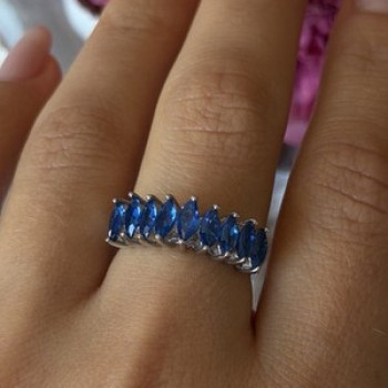 925 Sterling Silver Sapphire Ring Size 8