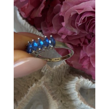 925 Sterling Silver Sapphire Ring Size 8