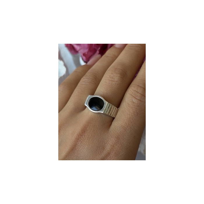 Mens 925 Sterling Silver Onyx Ring Size 12