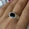 Mens 925 Sterling Silver Onyx Ring Size 12