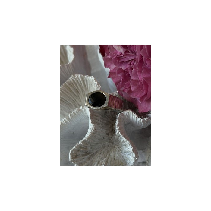 Mens 925 Sterling Silver Onyx Ring Size 12