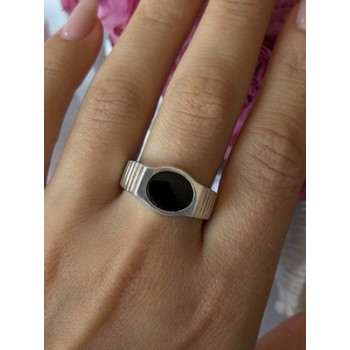 Mens 925 Sterling Silver Onyx Ring Size 12
