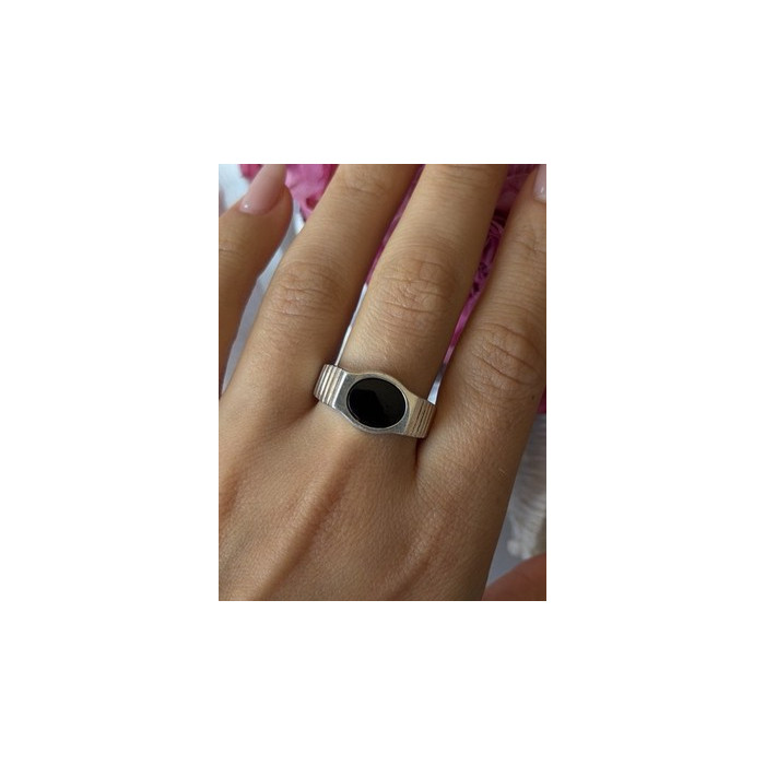 Mens 925 Sterling Silver Onyx Ring Size 12