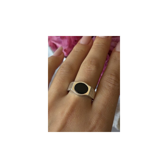 Mens 925 Sterling Silver Onyx Ring Size 12