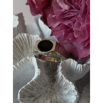 Mens 925 Sterling Silver Onyx Ring Size 12