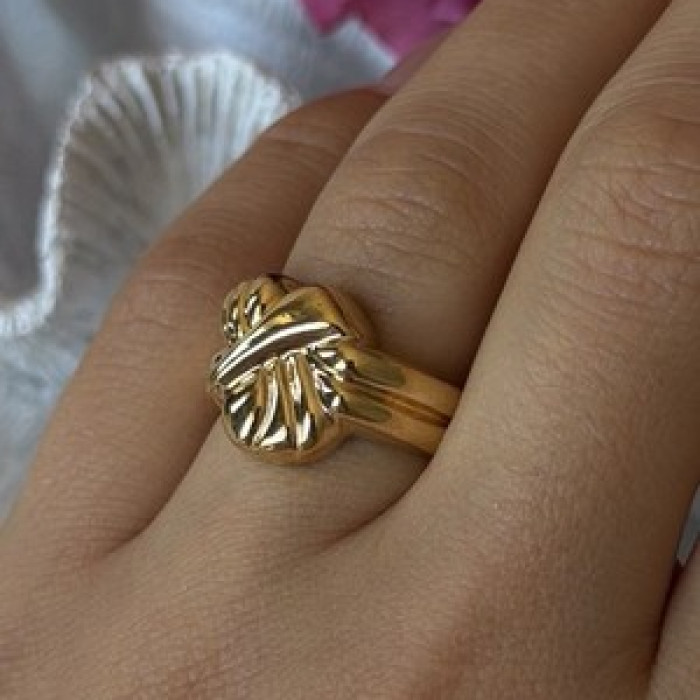 925 Sterling Silver Gold Plated Ring Size 7