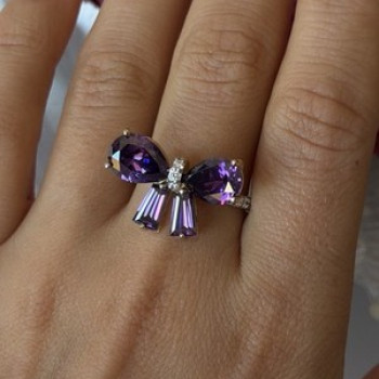 925 Sterling Silver Gold Plated Bow Cz Ring Size 10