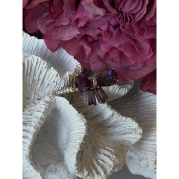 925 Sterling Silver Gold Plated Bow Cz Ring Size 10