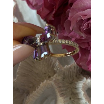 925 Sterling Silver Gold Plated Bow Cz Ring Size 10