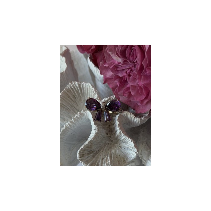 925 Sterling Silver Gold Plated Bow Cz Ring Size 10