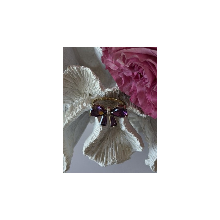 925 Sterling Silver Gold Plated Bow Cz Ring Size 10