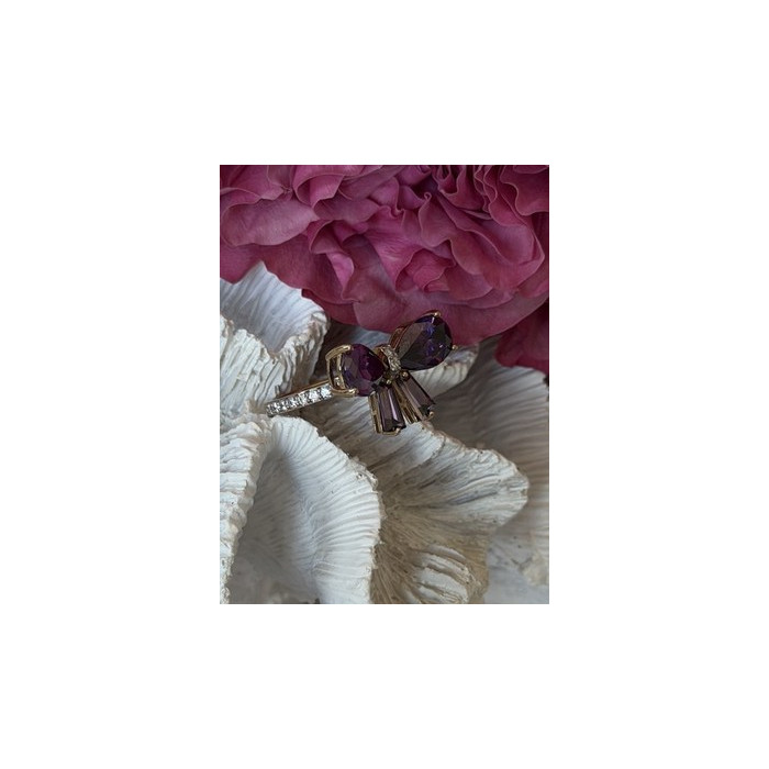 925 Sterling Silver Gold Plated Bow Cz Ring Size 10