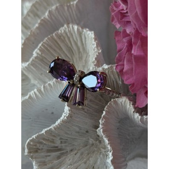 925 Sterling Silver Gold Plated Bow Cz Ring Size 10