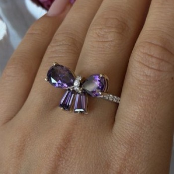 925 Sterling Silver Gold Plated Bow Cz Ring Size 10