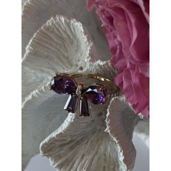 925 Sterling Silver Gold Plated Bow Cz Ring Size 10