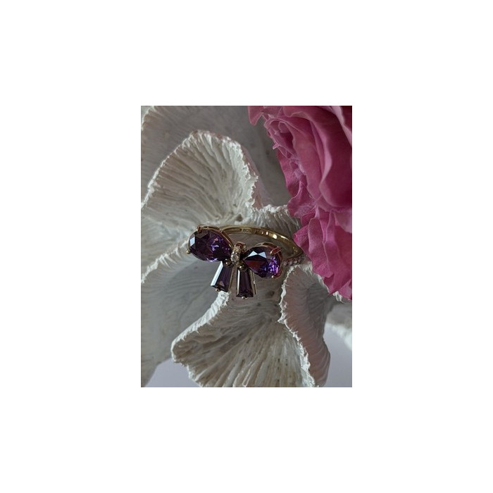 925 Sterling Silver Gold Plated Bow Cz Ring Size 10