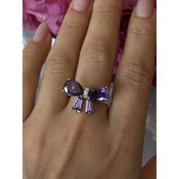925 Sterling Silver Gold Plated Bow Cz Ring Size 10