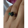 925 Sterling Silver Gold Plated Carved Carnelian Onyx Jade Ring Size 7