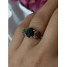 925 Sterling Silver Gold Plated Carved Carnelian Onyx Jade Ring Size 7