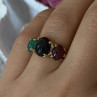 925 Sterling Silver Gold Plated Carved Carnelian Onyx Jade Ring Size 7