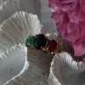 925 Sterling Silver Gold Plated Carved Carnelian Onyx Jade Ring Size 7