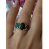 925 Sterling Silver Gold Plated Carved Carnelian Onyx Jade Ring Size 7
