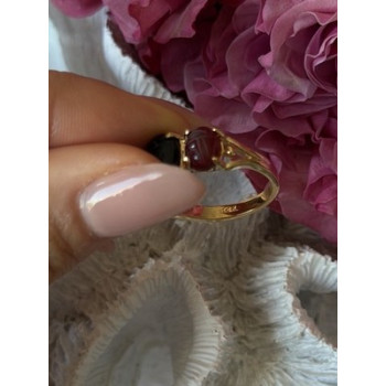 925 Sterling Silver Gold Plated Carved Carnelian Onyx Jade Ring Size 7