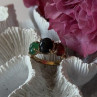 925 Sterling Silver Gold Plated Carved Carnelian Onyx Jade Ring Size 7