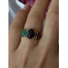 925 Sterling Silver Gold Plated Carved Carnelian Onyx Jade Ring Size 7