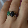 925 Sterling Silver Gold Plated Carved Carnelian Onyx Jade Ring Size 7