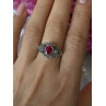 925 Sterling Silver Ruby & Marcasite Ring Size 8